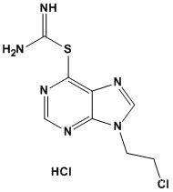 Molecular Structure of 79999-80-7 (Carbamimidothioic acid, 9-(2-chloroethyl)-9H-purin-6-yl ester,monohydrochloride)